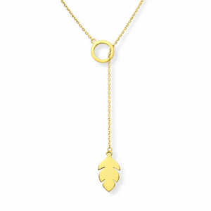 Naszyjnik srebrny krawatka Liść - Srebrny Pozłacany 24-karaty