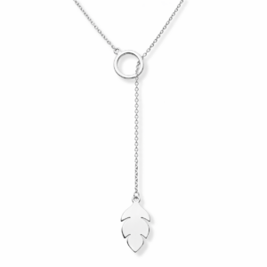 Naszyjnik srebrny krawatka Liść - Srebrny Rodowany