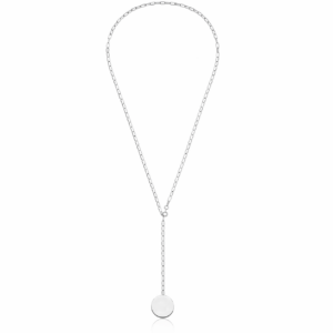 Naszyjnik srebrny spinacze Blaszka - Srebrny Rodowany