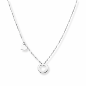 Naszyjnik srebrny z Sercem - Srebrny Rodowany