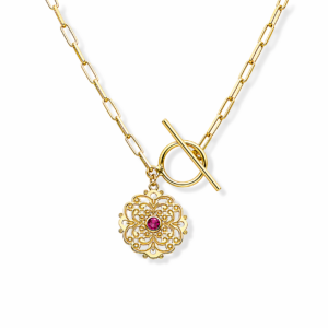 Naszyjnik srebrny z ażurem i kamieniem