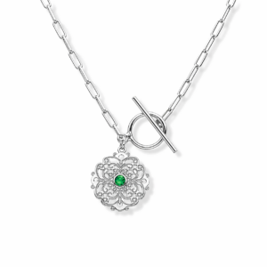 Naszyjnik srebrny z ażurem i kamieniem