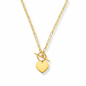 Naszyjnik srebrny spinacze z sercem i przetykiem - Srebrny Pozłacany 24-karaty