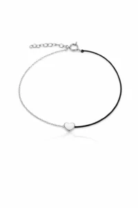 Bransoletka srebrna z sercem i sznurkiem