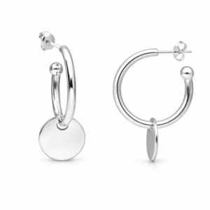 Kolczyki srebrne koła z Blaszką - Srebrny Rodowany