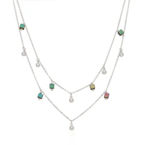 Naszyjnik srebrny z kulkami i Hematytami Double Layla