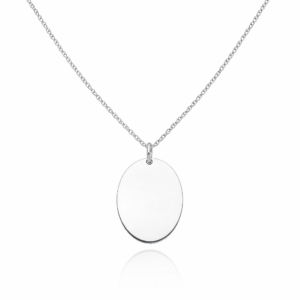 Naszyjnik srebrny Medalik Owalny - Srebrny Rodowany