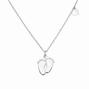 Naszyjnik srebrny Stopki i Serce - Srebrny Rodowany