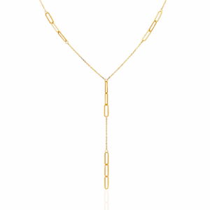 Długi naszyjnik srebrny krawatka spinacze Mix - Srebrny Pozłacany 24-karaty