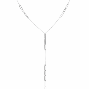 Długi naszyjnik srebrny krawatka spinacze Mix - Srebrny Rodowany