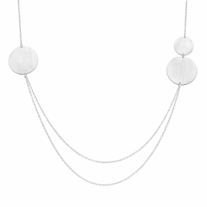 Naszyjnik srebrny długi Koła - Srebrny Rodowany