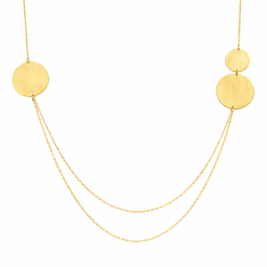 Naszyjnik srebrny długi Koła - Srebrny Pozłacany 24-karaty