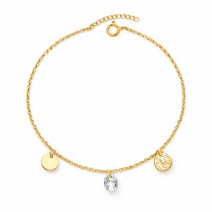 Bransoletka srebrna Cyrkonia Ażurek Blaszka - Srebrny Pozłacany 24-karaty