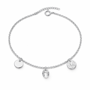 Bransoletka srebrna Cyrkonia Ażurek Blaszka - Srebrny Rodowany