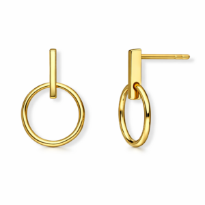 Kolczyki srebrne z Patyczkiem małe - Srebrny Pozłacany 24-karaty