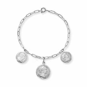 Bransoletka srebrna Monety mini - Srebrny Rodowany