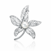 Delicate silver flower brooch with pearl