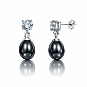 Kolczyki srebrne z perłą naturalną i cyrkonią