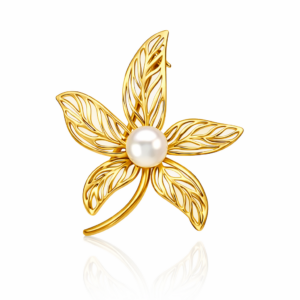 Broszka srebrna Kwiat z perłą naturalną