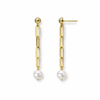 Elegant gold and pearl dangle earrings