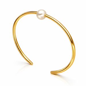 Bransoletka srebrna sztywna z Perłą naturalną