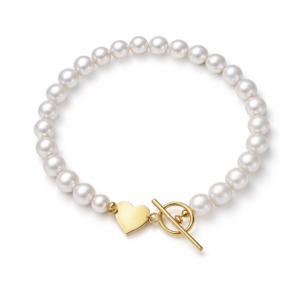 Bransoletka srebrna z pereł naturalnych z Sercem
