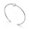 Elegant sterling silver bangle with pearl