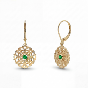 Kolczyki srebrne z ażurem i kamieniem