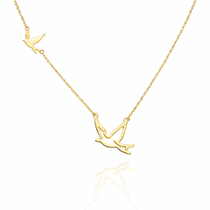Naszyjnik srebrny Jaskółka - Srebrny Pozłacany 24-karaty