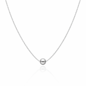 Naszyjnik srebrny z kulką - Srebrny Rodowany