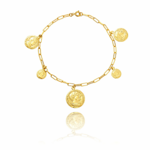 Bransoletka srebrna Monety medium - Srebrny Pozłacany 24-karaty