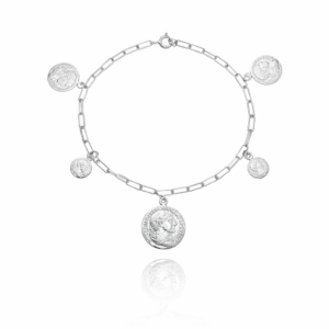 Bransoletka srebrna Monety medium - Srebrny Rodowany