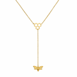 Naszyjnik srebrny krawatka Pszczoła - Srebrny Pozłacany 24-karaty