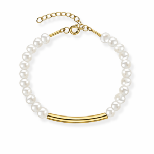 Bransoletka srebrna z pereł naturalnych z rurką