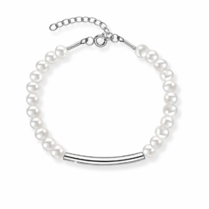 Bransoletka srebrna z pereł naturalnych z rurką