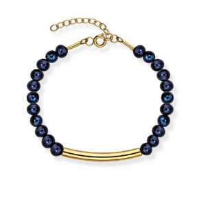 Bransoletka srebrna z pereł naturalnych z rurką