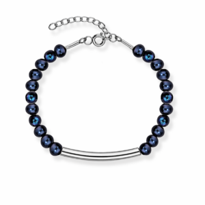 Bransoletka srebrna z pereł naturalnych z rurką