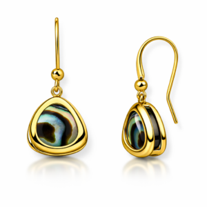 Kolczyki srebrne z Muszlą - Srebrny Pozłacany 24-karaty