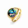 Gold ring with iridescent abalone shell