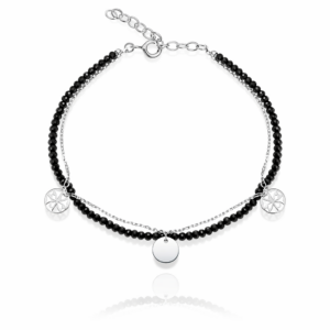 Bransoletka srebrna z kamieniami i i blaszkami - Srebrny Rodowany