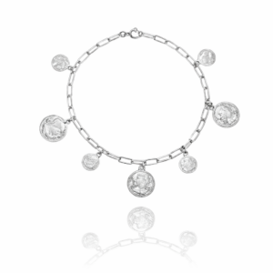 Bransoletka srebrna Monety maxi - Srebrny Rodowany