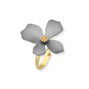 Pierścionek srebrny z tytanowym Kwiatem Szarym