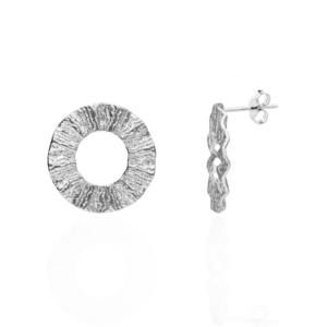 Kolczyki srebrne karbowane Koło - Srebrny Rodowany