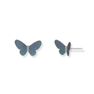 Kolczyki srebrne tytan Motyl Jeans - Srebrny Rodowany