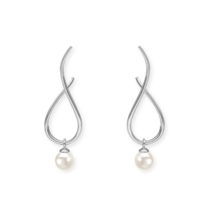 Kolczyki srebrne z wiszącą perłą naturalną