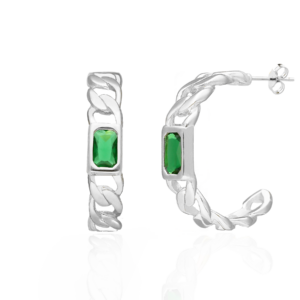 Kolczyki srebrne gruby łańcuch koła