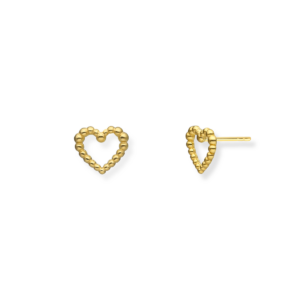 Kolczyki srebrne kulkowe Serce - Srebrny Pozłacany 24-karaty