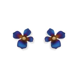 Kolczyki srebrne z tytanowym Kwiatem Niebieskim