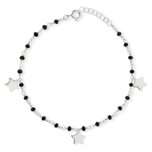 Bransoletka srebrna z kamieniami i gwiazdkami - Srebrny Rodowany