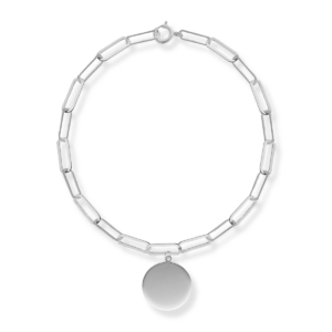 Bransoletka srebrna spinacze z blaszką - Srebrny Rodowany